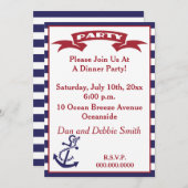パーティー航海の-赤、白、青 招待状 (正面/裏面)