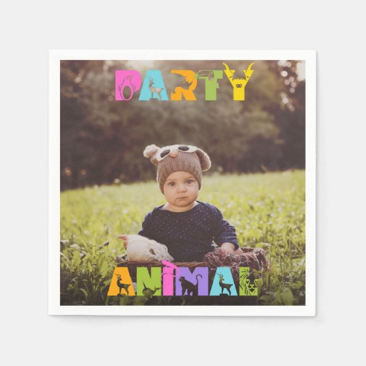 パーティー誕生日カスタム写真 スタンダードカクテルナプキン (正面)