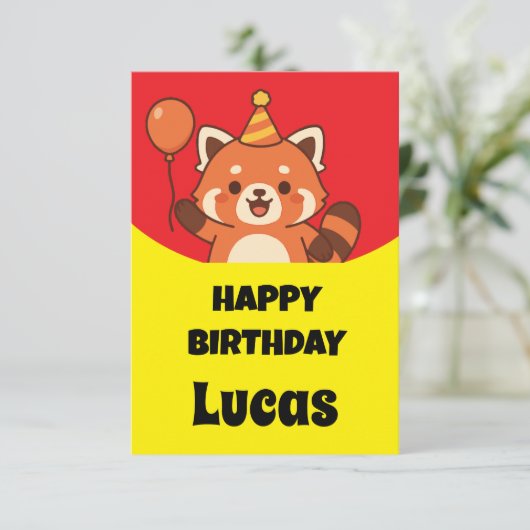 パーティー誕生日素晴らし赤いパンダ 招待状 (スタンド正面)