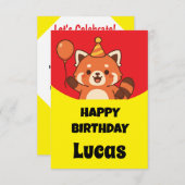 パーティー誕生日素晴らし赤いパンダ 招待状 (正面/裏面)