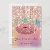 パーティー誕生日16thキスリップバラグリッター 招待状 (正面)