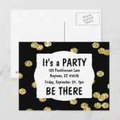 パーティー金ゴールドグリッター インビテーションポストカード (正面/裏面)