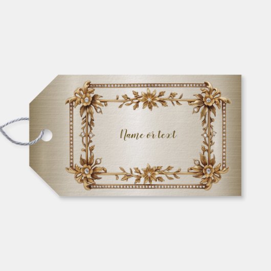 パーティー金ゴールド華美四角形Dimond花シャイニー ギフトタグ (裏面横)