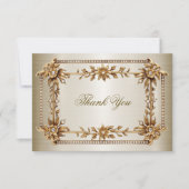 パーティー金ゴールド華美四角形Dimond花シャイニー サンキューカード (正面)