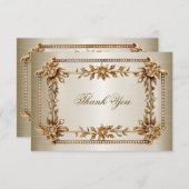 パーティー金ゴールド華美四角形Dimond花シャイニー サンキューカード (正面/裏面)