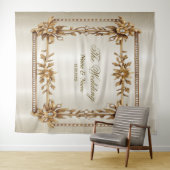 パーティー金ゴールド華美四角形Dimond花シャイニー タペストリー (インサイチュ(横))