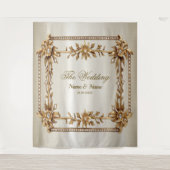 パーティー金ゴールド華美四角形Dimond花シャイニー タペストリー (正面)