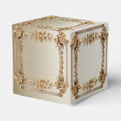 パーティー金ゴールド華美四角形Dimond花シャイニー フェイバーボックス (裏面サイド)