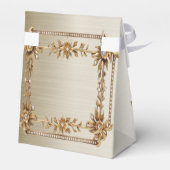 パーティー金ゴールド華美四角形Dimond花シャイニー フェイバーボックス (裏面サイド)