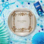 パーティー金ゴールド華美四角形Dimond花シャイニー ペーパープレート (パーティー)