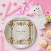 パーティー金ゴールド華美四角形Dimond花シャイニー ペーパープレート (パーティー)