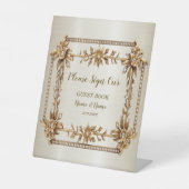 パーティー金ゴールド華美四角形Dimond花シャイニー 台座サイン (正面)