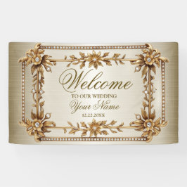 パーティー金ゴールド華美四角形Dimond花シャイニー 横断幕