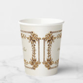パーティー金ゴールド華美四角形Dimond花シャイニー 紙コップ (左)