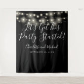 パーティー開始ライト白黒フォトバックグラウンド タペストリー (正面)