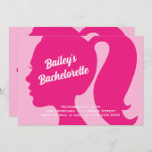 パーティー非常にピンクのバチェロレッテ 招待状 (正面/裏面)