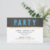 パーティー頭が切れるお祝いはっきりした型金ゴールドグレーアクア 出欠カード (スタンド正面)