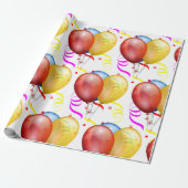パーティー風船とストリーマー ラッピングペーパー (アンロールド)