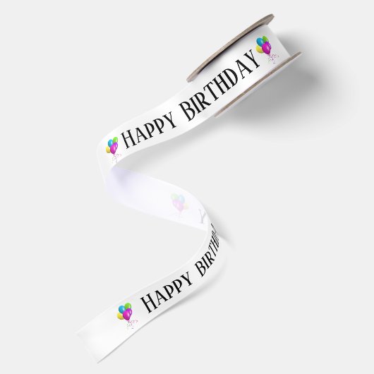 パーティー風船のHappy Birthdayテキスト サテンリボン (裏面)