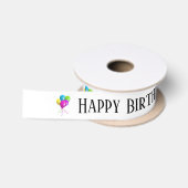 パーティー風船のHappy Birthdayテキスト サテンリボン (リール)