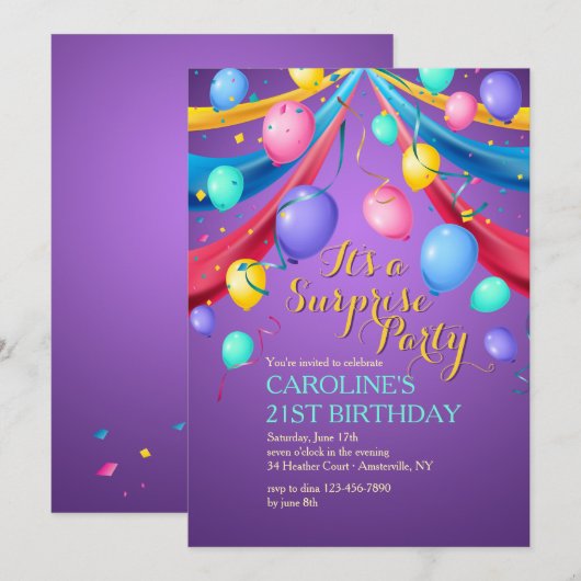 パーティー風船 招待状 (正面/裏面)