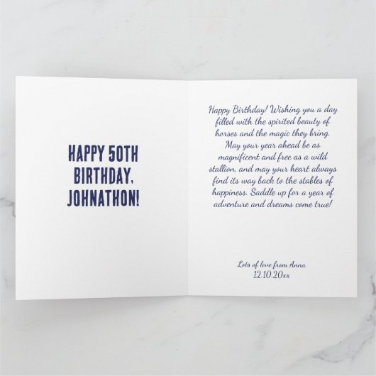 パーティー馬の誕生日おもしろい会 カード (内部)