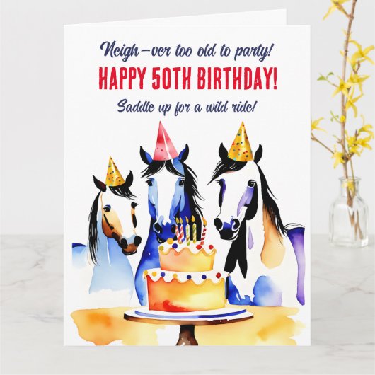 パーティー馬の誕生日おもしろい会 カード (黄色い花)