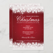 パーティー魔法エレガントスパークルレッド 招待状 (正面/裏面)