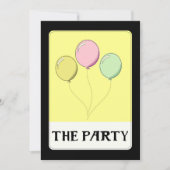 パーティー黄色タロットスタイル誕生日バルーン 招待状 (正面)