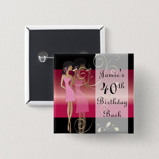 パーティー00番目の誕生日ガール | DIY文字 缶バッジ (正面&裏面)