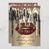 パーティー16thリップキスブラウンコーヒーグリッタードリップ 招待状 (正面/裏面)