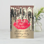 パーティー16thリップキスブラウンレッドグリッタードリップ 招待状 (スタンド正面)