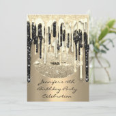 パーティー16thリップキスブラックシルバーグリッタードリップ 招待状 (スタンド正面)