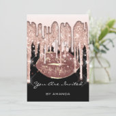 パーティー16th赤キスリップバラグリッターブラックブラウン 招待状 (スタンド正面)