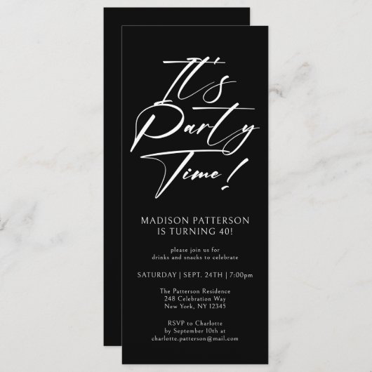 パーティー40歳の誕生日パーティーシンプルエレガント 招待状 (正面/裏面)