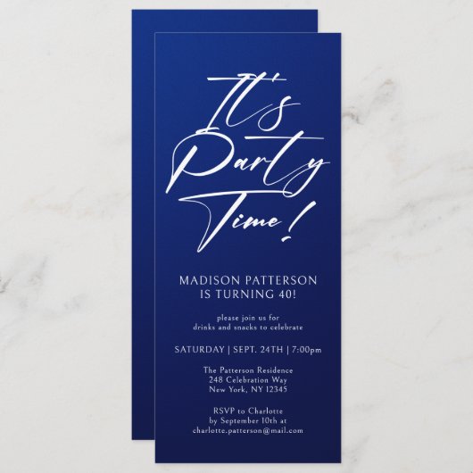 パーティー40歳の誕生日パーティーシンプルエレガント 招待状 (正面/裏面)