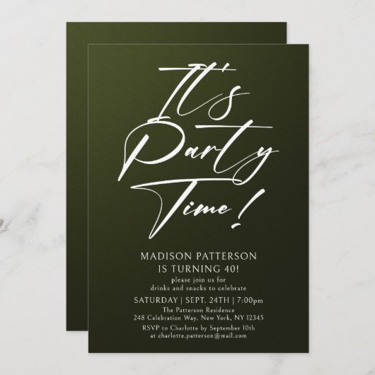 パーティー40歳の誕生日パーティーシンプルエレガント 招待状 (正面/裏面)