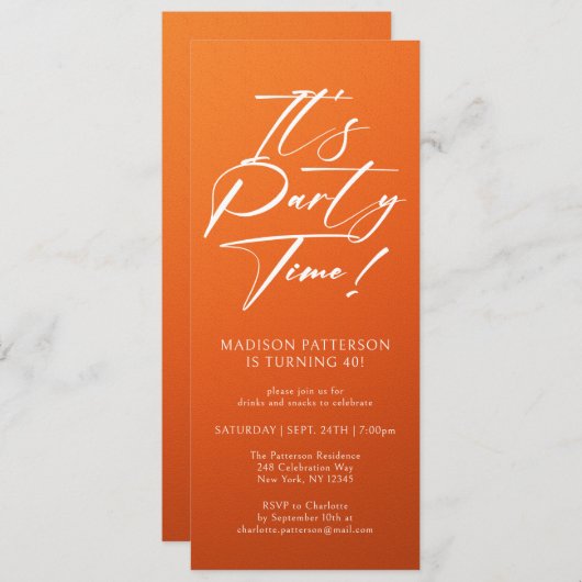 パーティー40歳の誕生日パーティーシンプルエレガント 招待状 (正面/裏面)