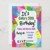 パーティー50歳の誕生日は年齢をパーソナライズ 招待状 (裏面)