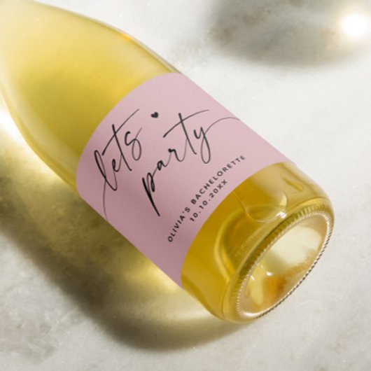 パーティー。ほこりっぽい淡い色のピンク色のバチェロレッテ スパークリングワインラベル