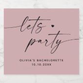 パーティー。ほこりっぽい淡い色のピンク色のバチェロレッテ スパークリングワインラベル (シングルラベル)