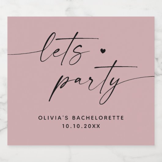 パーティー。ほこりっぽい淡い色のピンク色のバチェロレッテ スパークリングワインラベル (シングルラベル)