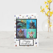 パーティー アニマル 折りたたみ グリーティング カード (黄色い花)