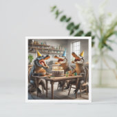 パーティー、アリゲータ食べ物ーのケーキ誕生日 招待状 (スタンド正面)