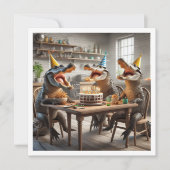 パーティー、アリゲータ食べ物ーのケーキ誕生日 招待状 (正面)