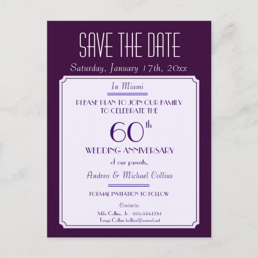 パーティー、イベントまたは懇親会の日付を梅に保存 案内ポストカード (正面)