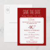 パーティー、イベント、または懇親会日付を赤で保存 案内ポストカード (正面/裏面)