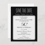 パーティー、イベント、または懇親会日付を黒で保存 案内ポストカード (正面/裏面)