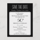 パーティー、イベント、または懇親会日付を黒で保存 案内ポストカード (正面)