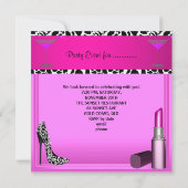 パーティー イベント シューズ ピンク 口紅 招待状 (裏面)